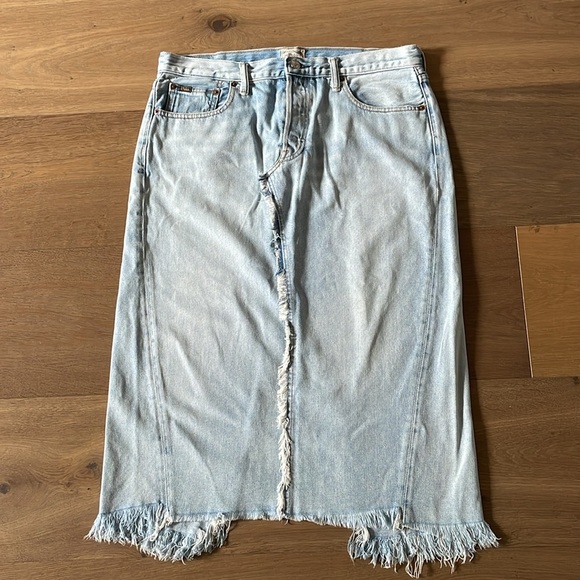 Polo Ralph Lauren Women's Light Wash Denim Slit Pencil Style Skirt Size 32 - Picture 5 of 15